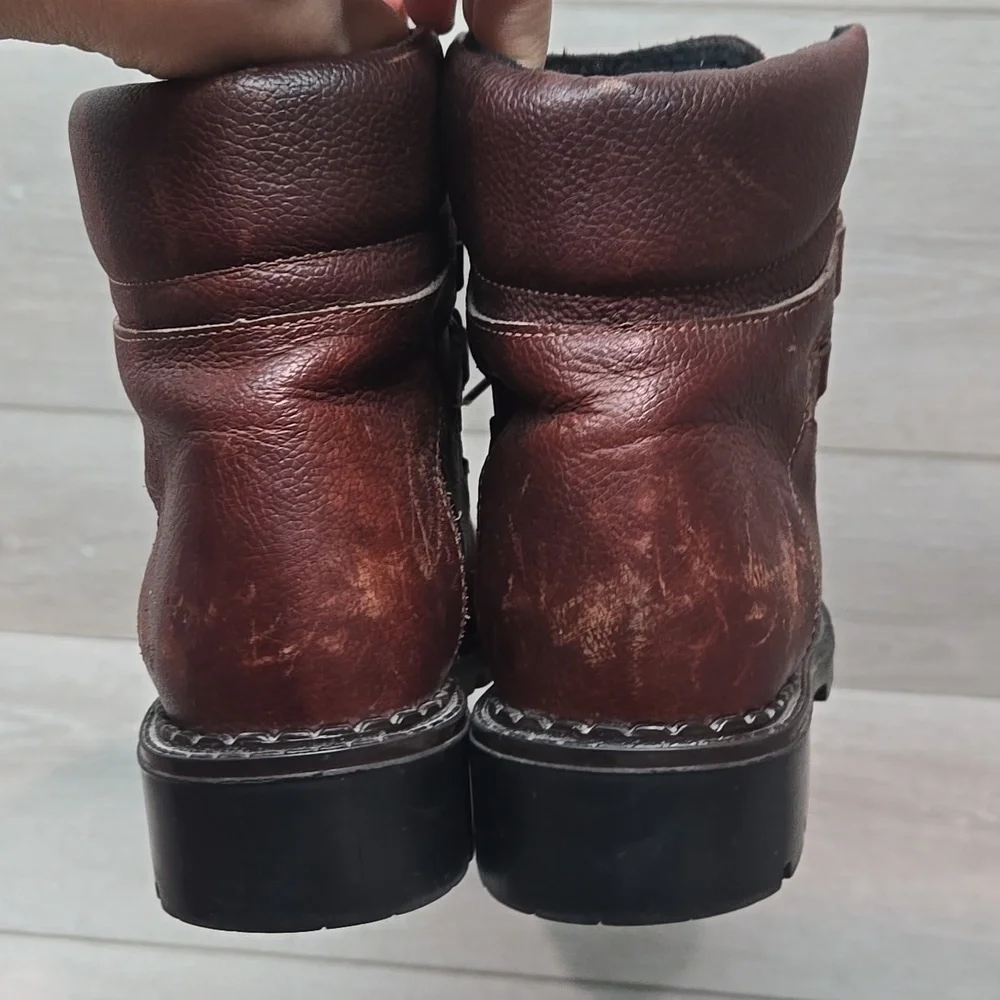 Vintage Sorel Women Y2K Brown Canada Leather Boots Shoes Square Toe Shoes Sz 8M